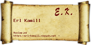 Erl Kamill névjegykártya
